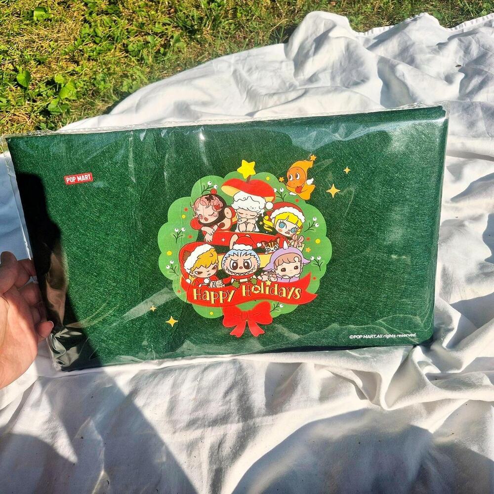 Pop mart happy holidays 2025 felt storage bag